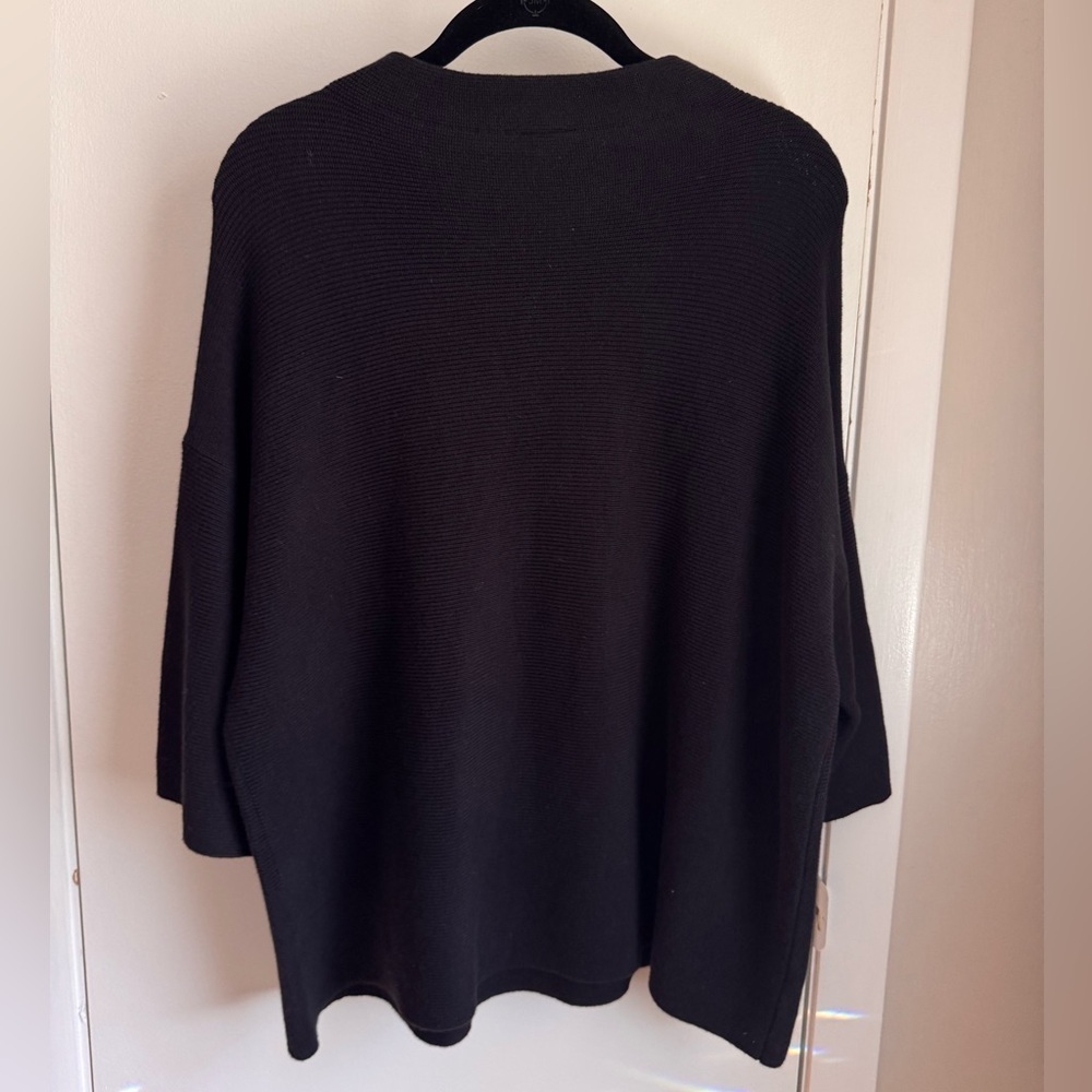 Ann Taylor Factory Black Ribbed Knit Sweater Top Size M Oversized Relaxed  Fit - Picture 3 of 6